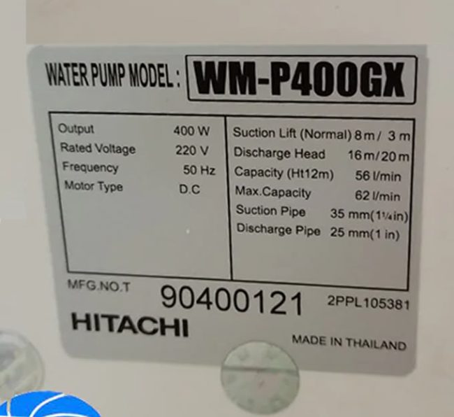 TSKT máy bơm biến tần Hitachi 400w