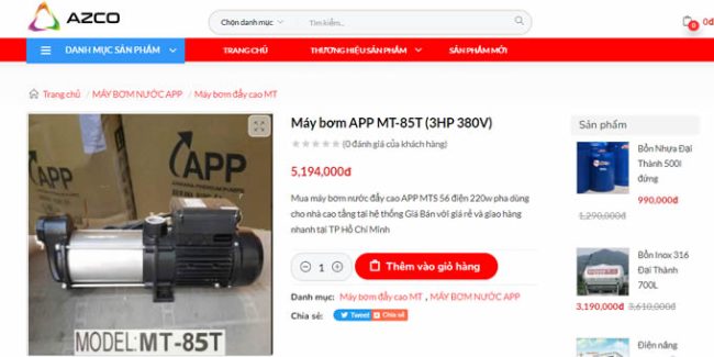 MÁY BƠM ĐA TẦNG CÁNH 3HP APP MT-85T