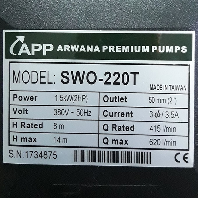 MÁY BƠM LƯU LƯỢNG 2HP APP SWO-220T