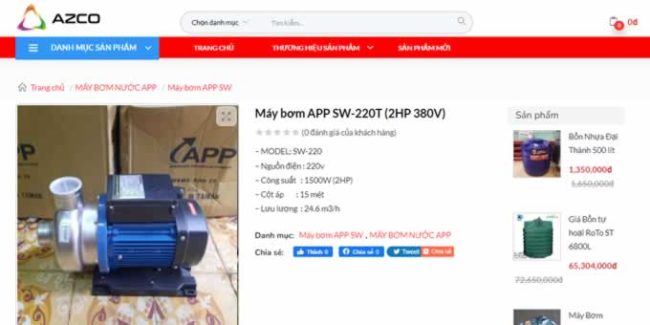 MAY BƠM NƯỚC APP 2HP 3 PHA