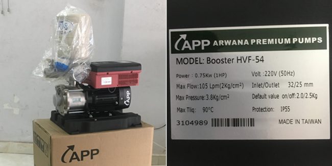 MÁY BƠM BIẾN TẦN 1HP 220V APP HVF-54,