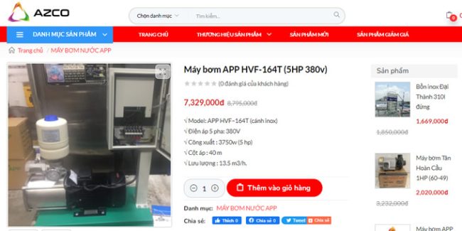 MÁY BƠM BIẾN TẤN 5HP 3 PHA HVF-86T