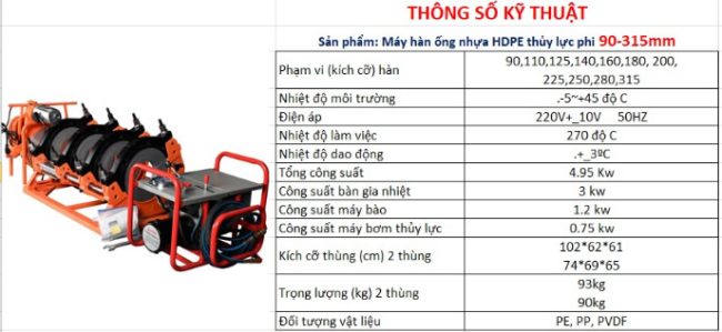 TSKT Máy hàn bàn thuỷ lực 4 gông HDPe 90 315